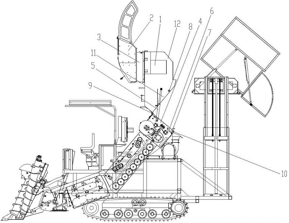 A kind of miscellaneous discharge device of sugarcane harvester