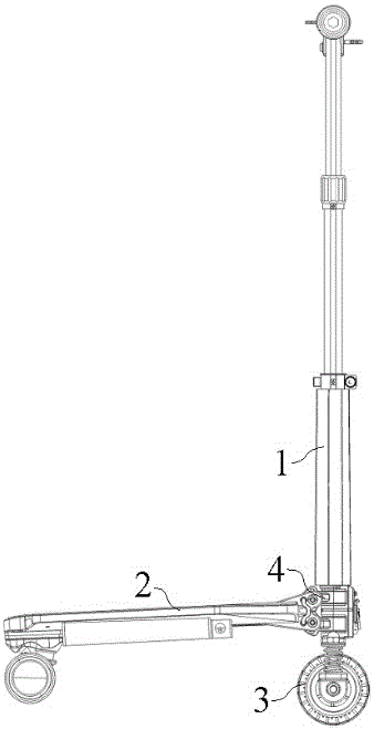 Scooter with folding and steering direction rod