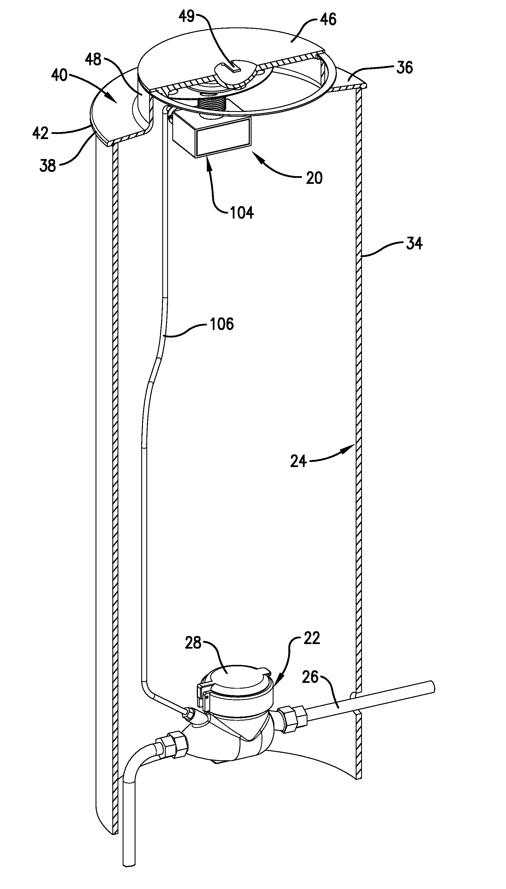 Water meter mounting bracket system and method