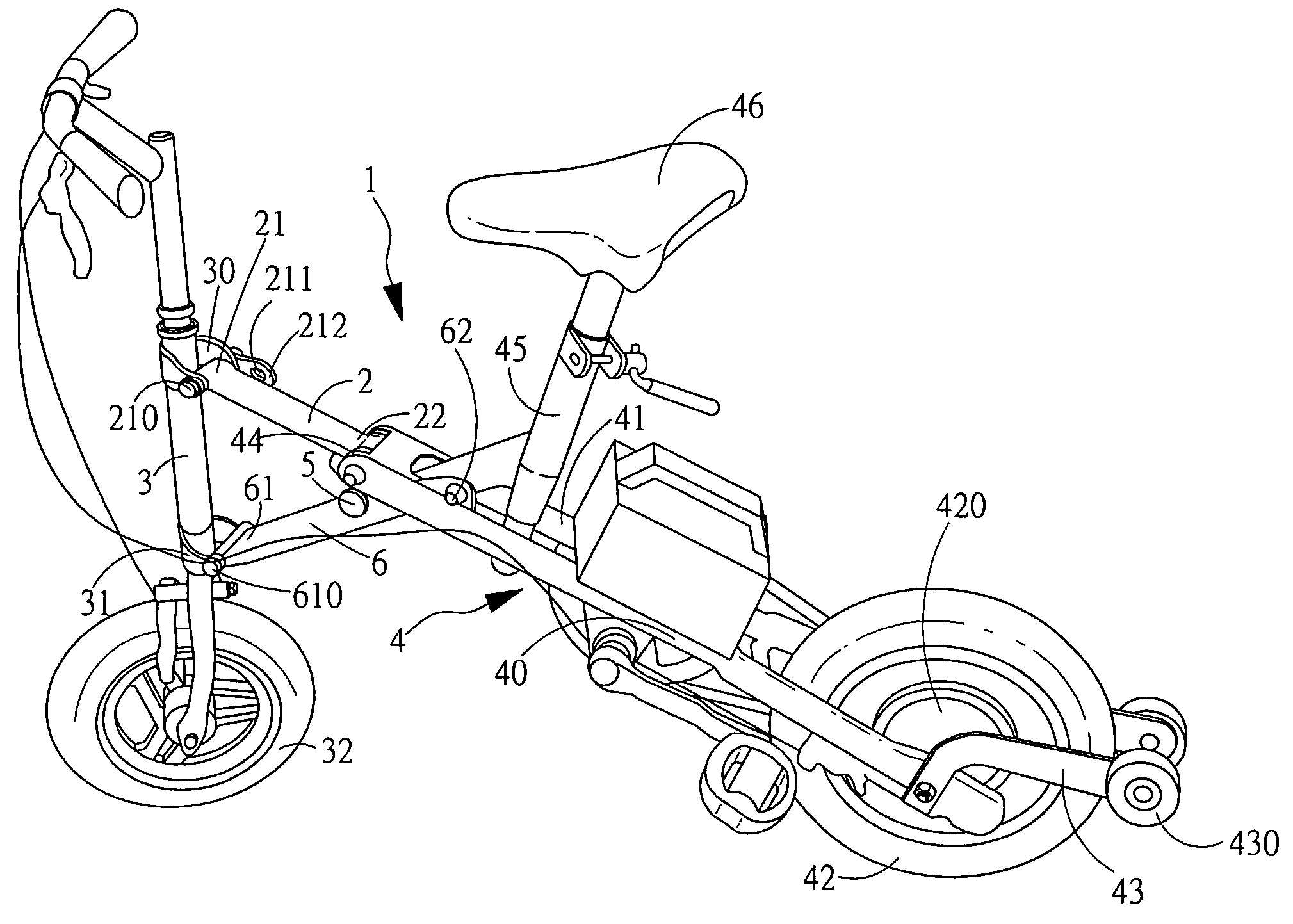 Folding electric bicycle