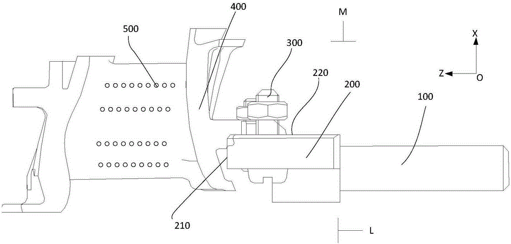 Auxiliary fixture for gas turbine primary guide vanes and film hole measuring method