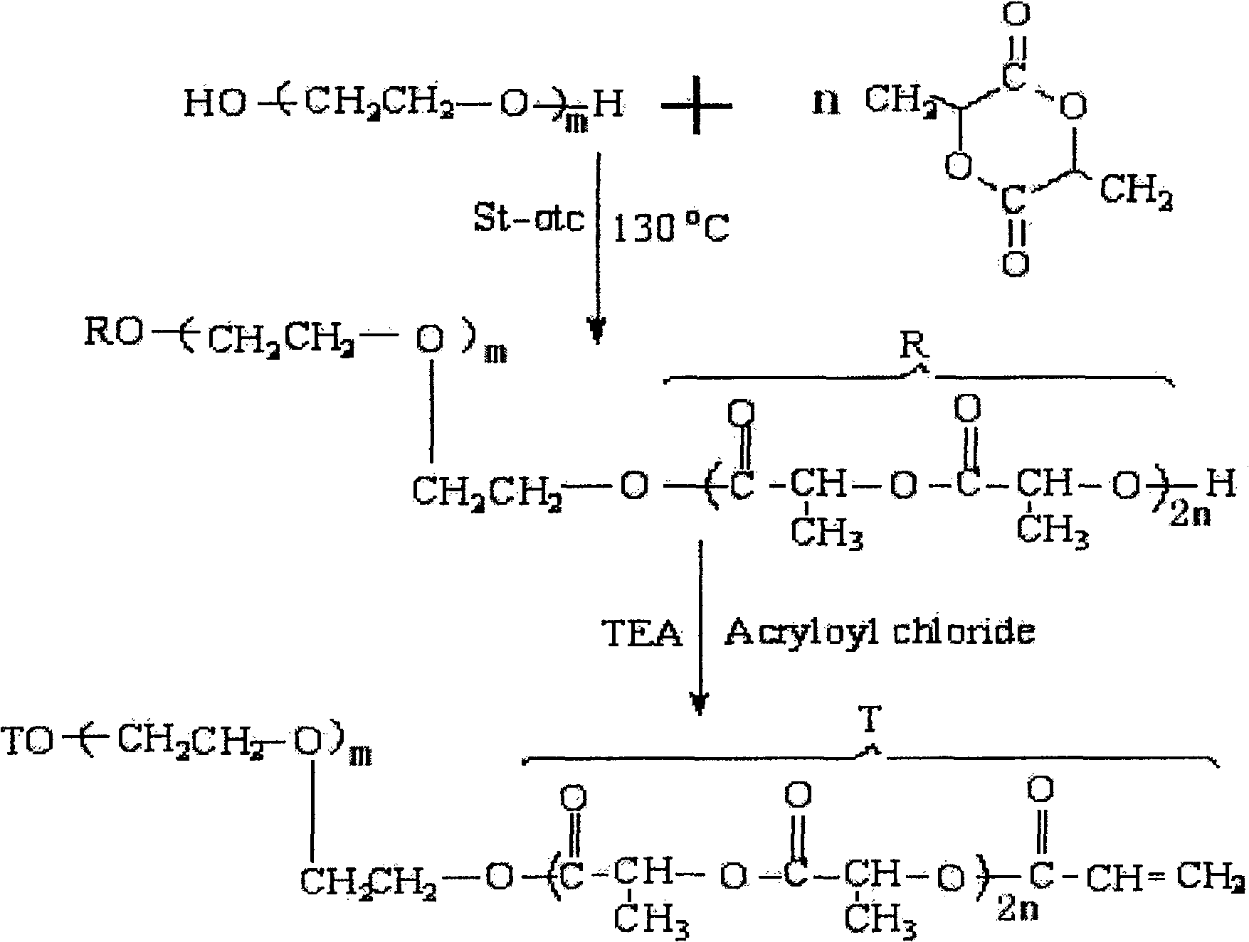 Biodegradable active medical tissue adhesive and its preparation method