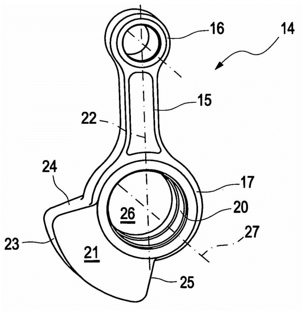 Internal combustion engine with multi-joint crank drive and additional mass on the articulated linkage of the multi-joint crank drive for damping free inertial forces