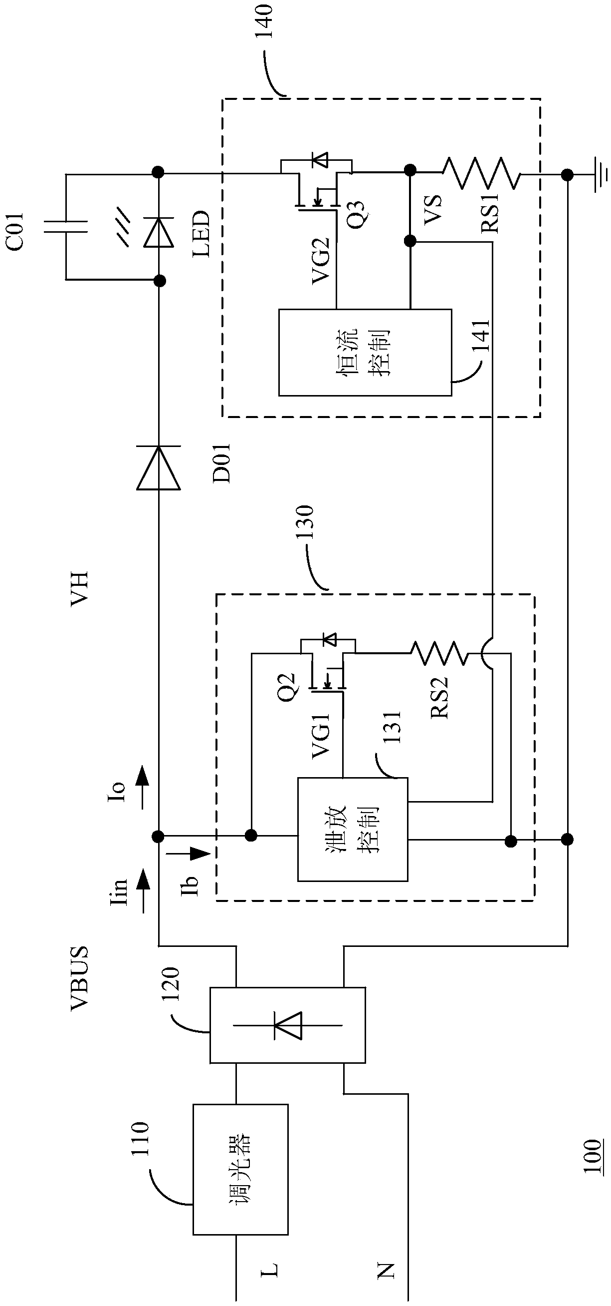 A LED drive circuit and a dimming control method thereof