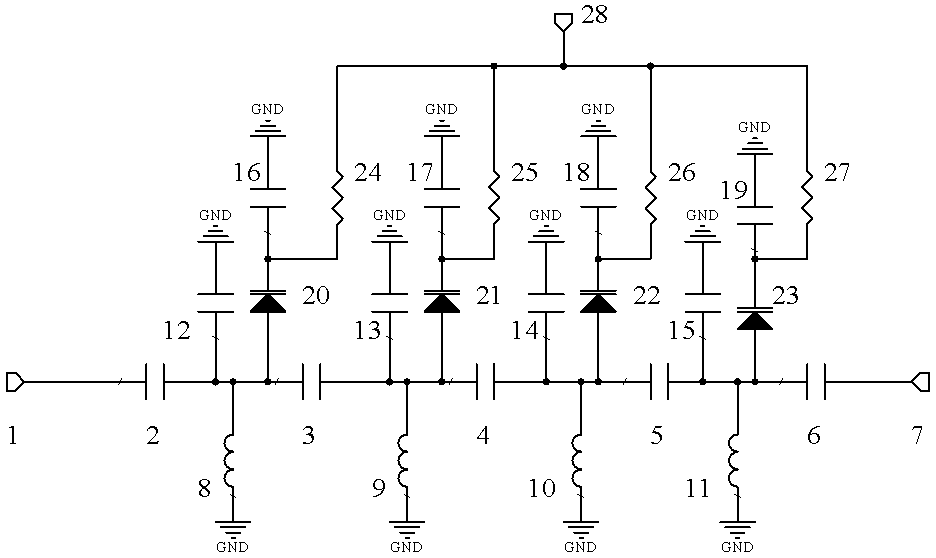 An intermediate frequency ESC bandpass filter with fixed inductance