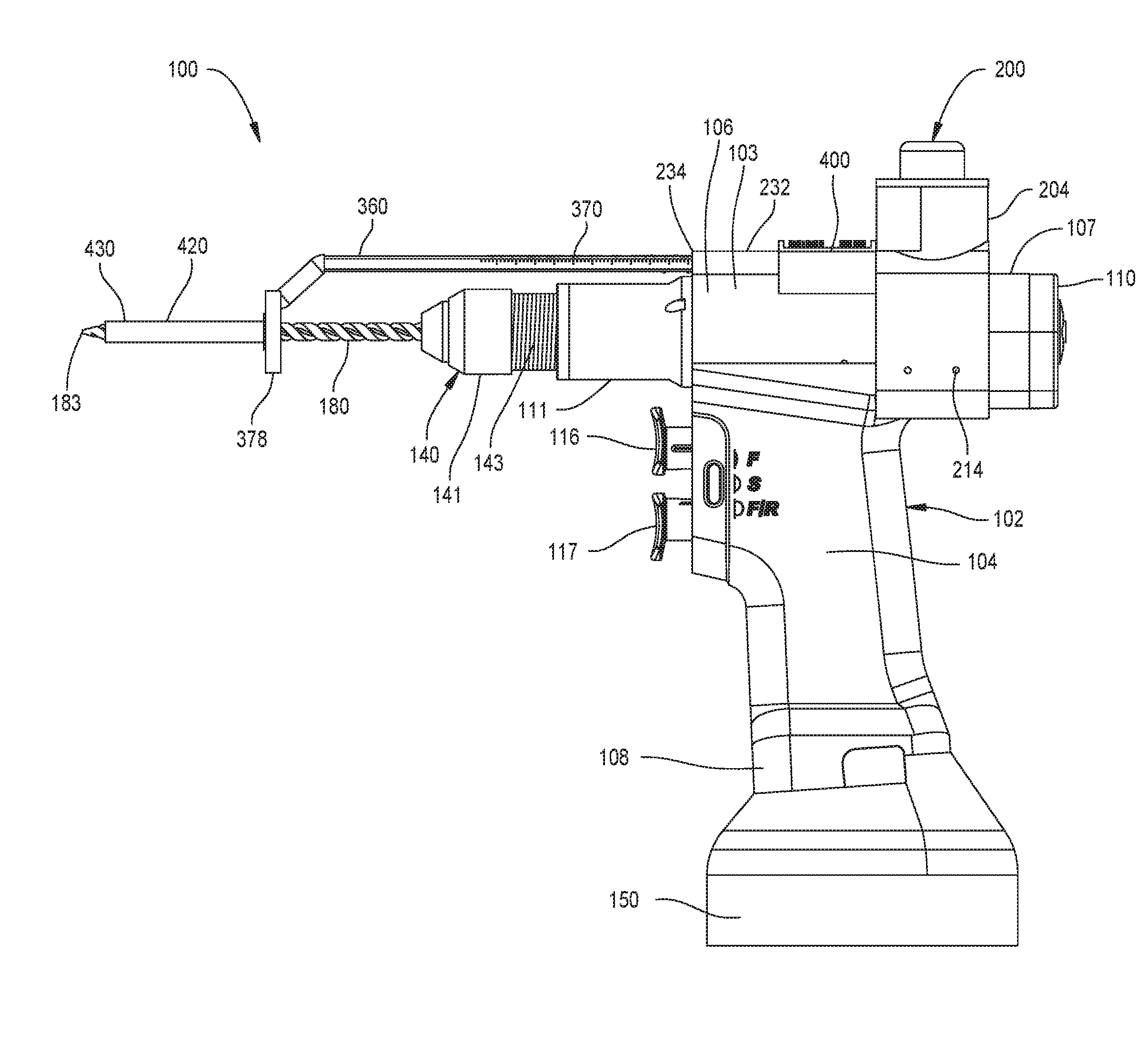 Surgical drill having a brake that, upon the drill bit penetrating through bone, prevents further insertion of the drill