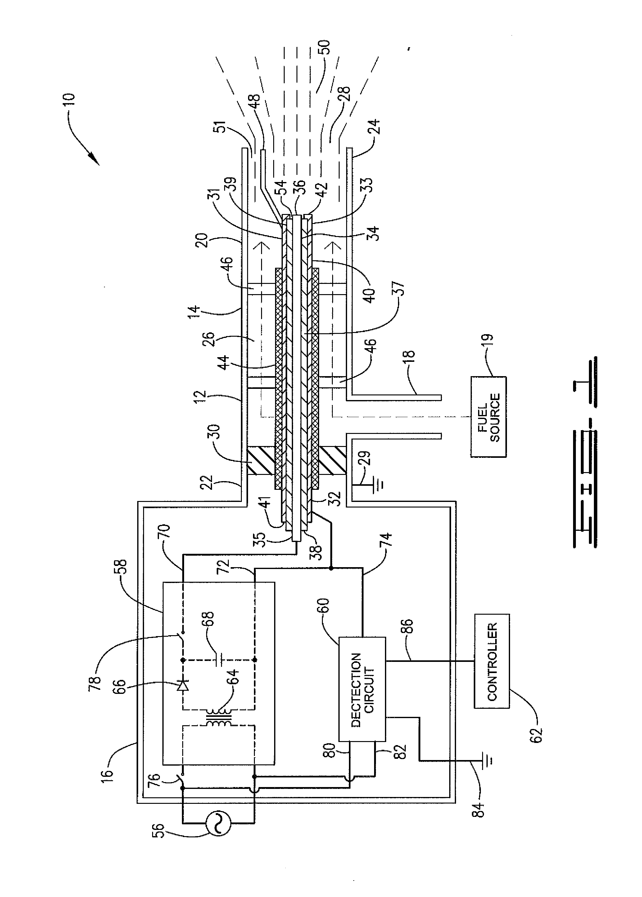 Combined high energy igniter and flame detector