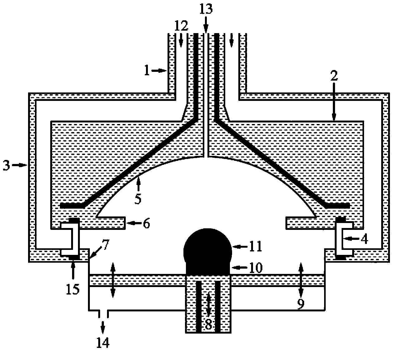 Domical microwave plasma chemical vapor deposition diamond film device