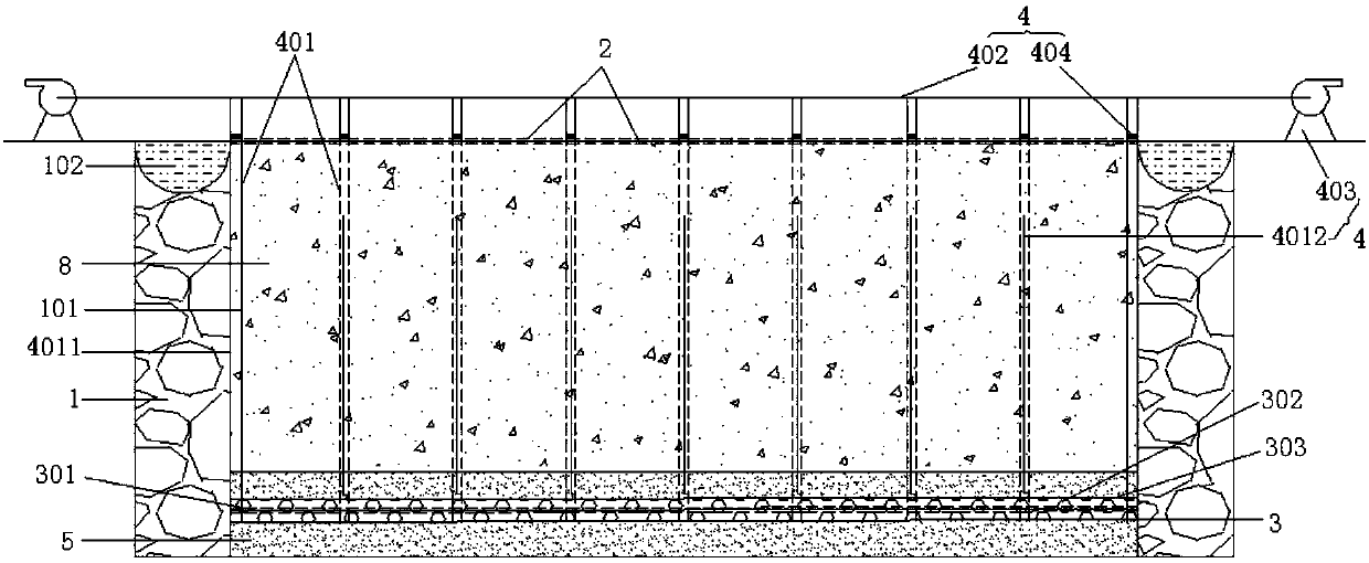 Drainage-type muck pond and multi-dimensional seepage and dehydration method of earth-pressure-balance shield muck