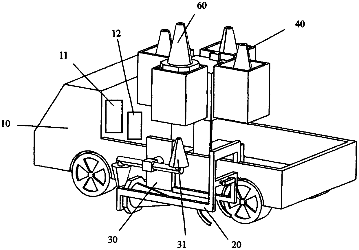 Traffic road cone automatic folding and unfolding vehicle and folding and unfolding method