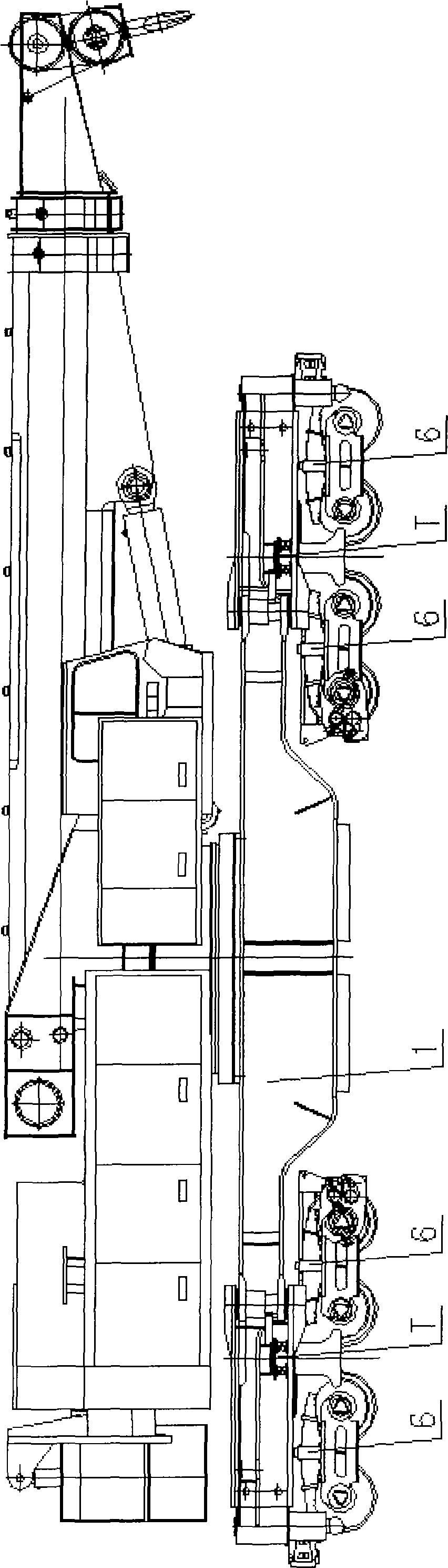 Railway crane with outer rail superelevation levelling function