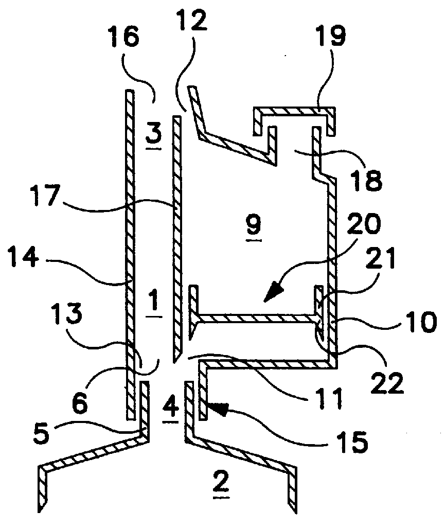 Method and device for combining at least two fluid media