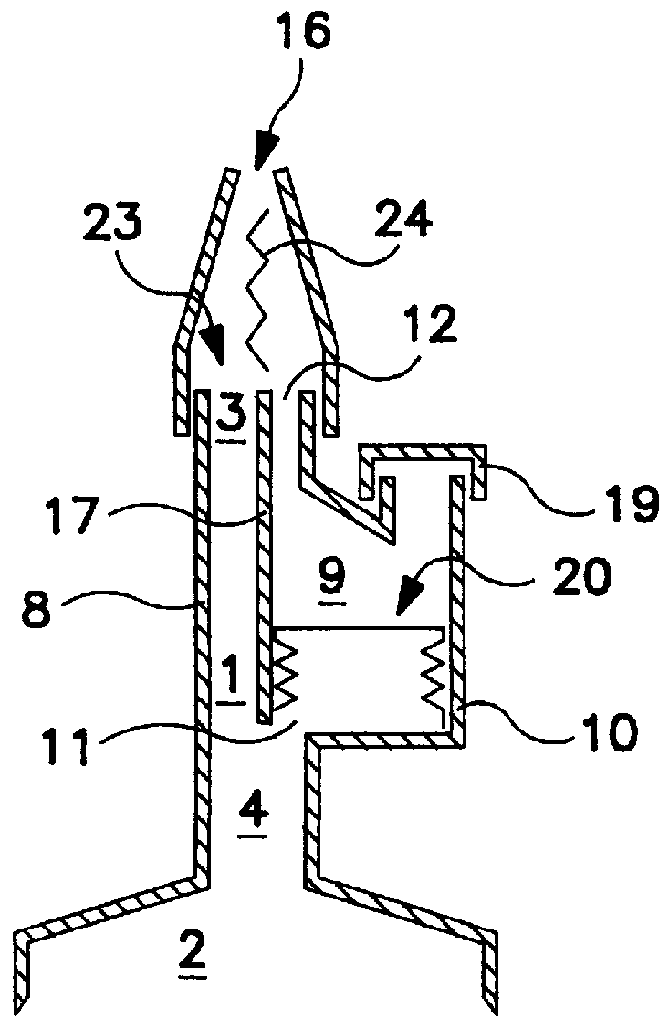 Method and device for combining at least two fluid media