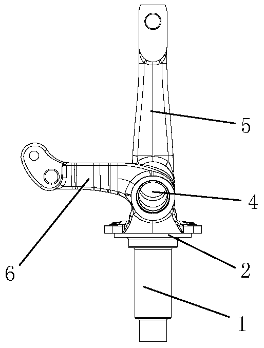 Automobile steering knuckle integrally formed with steering arm and machining technology of such automobile steering knuckle