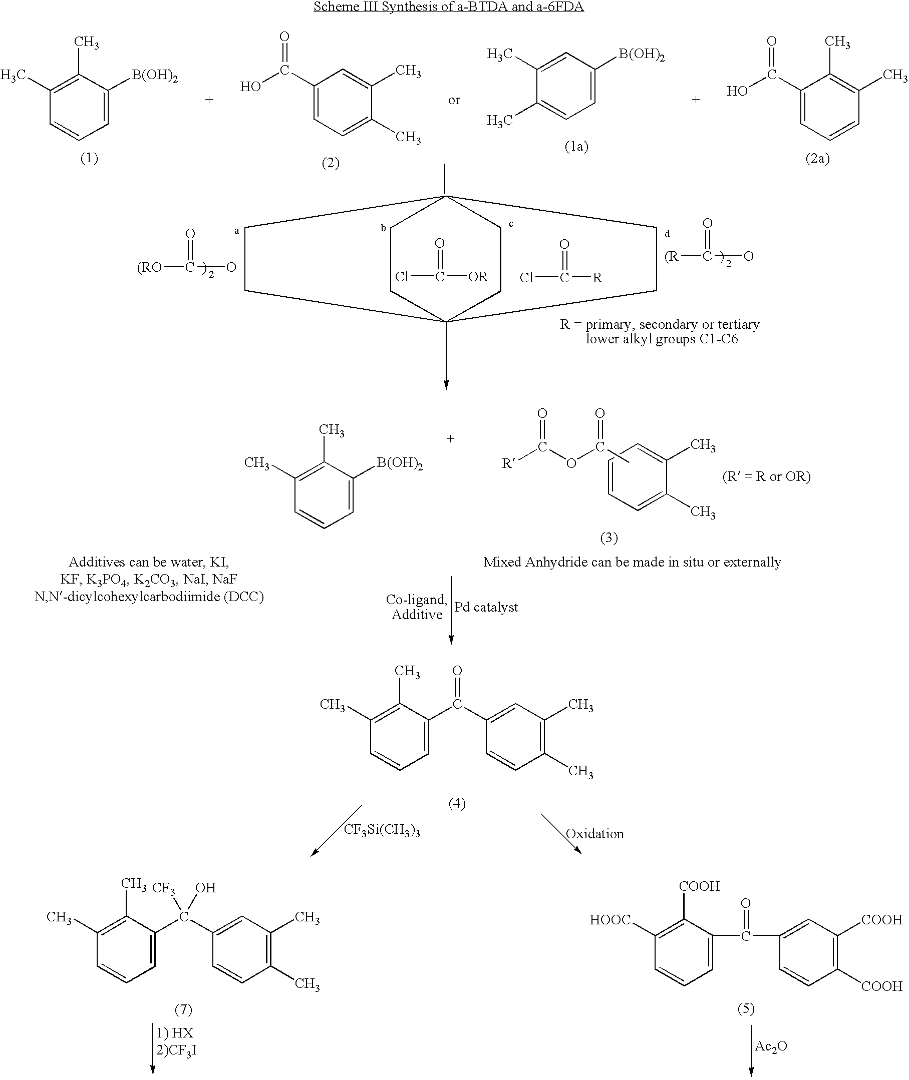 Synthesis of asymmetric tetracarboxylic acids and dianhydrides