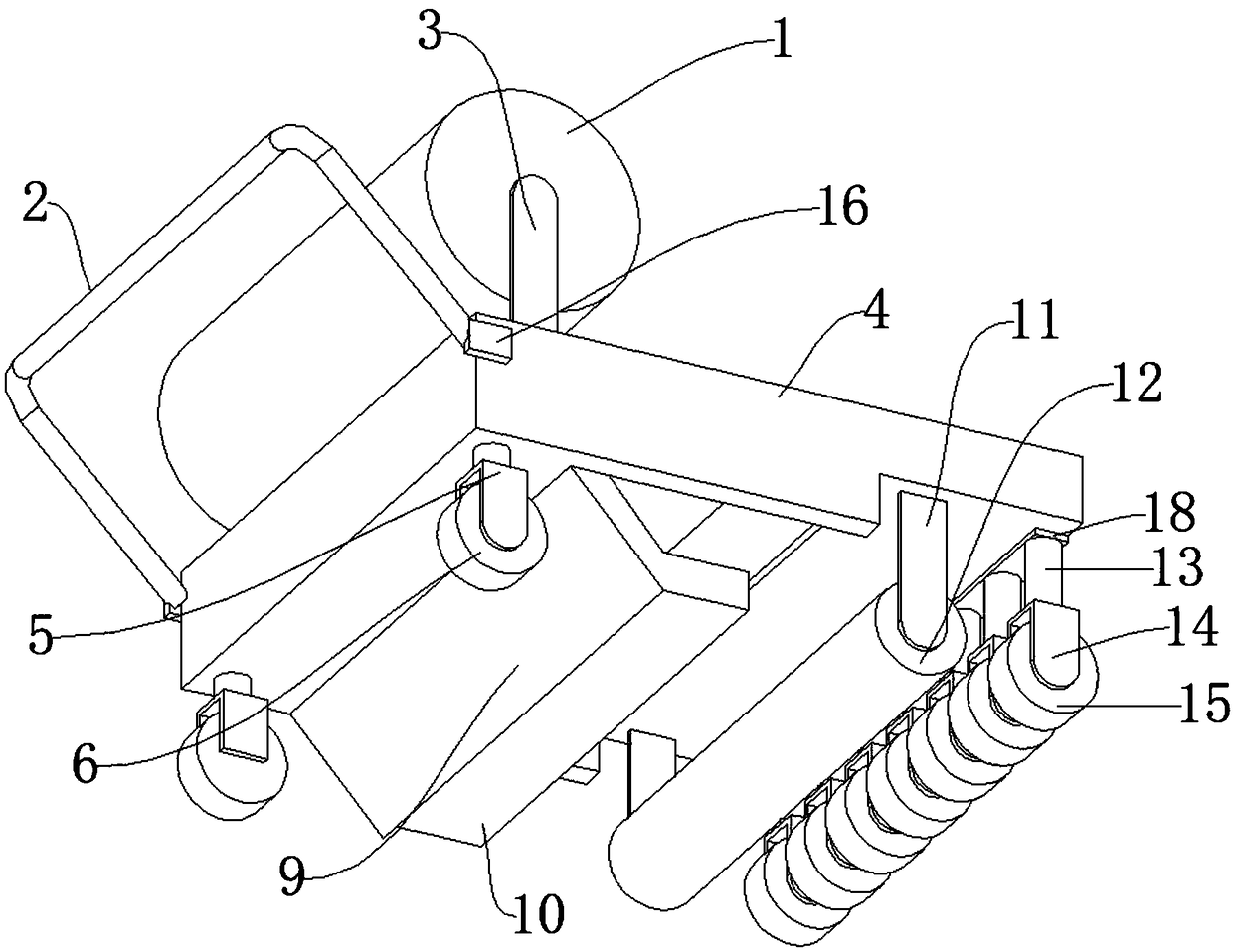 Waterproof roll laying device for building