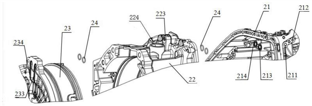 A hybrid transmission case clutch oil circuit structure