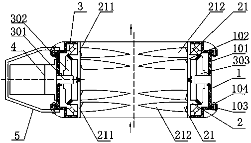 Bevel gear transmission torque self-balancing shaftless ducted fan or propeller blades for aircraft