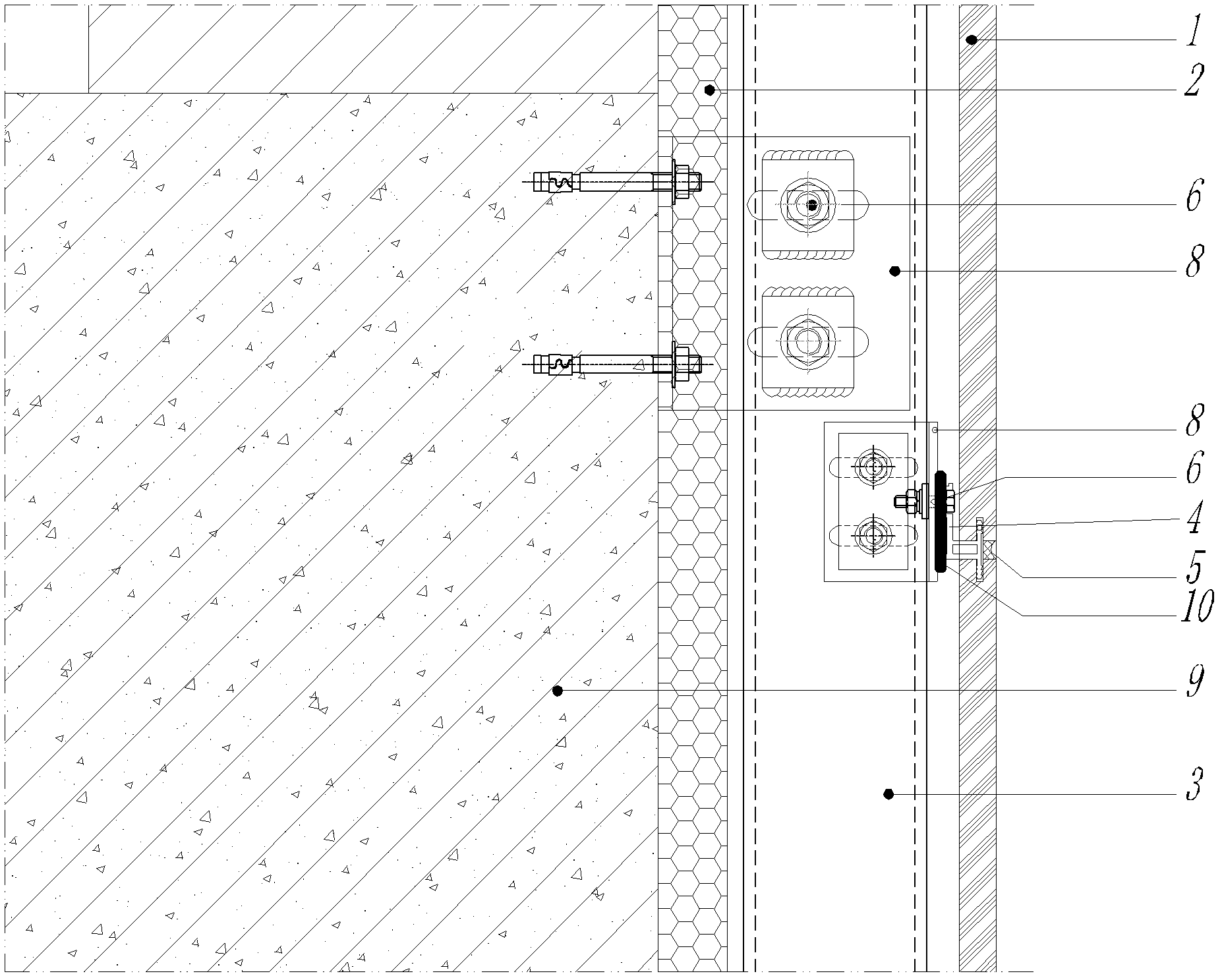 Full-length clamp connecting member for installing low carbon plate on building outer wall and using method of connecting member