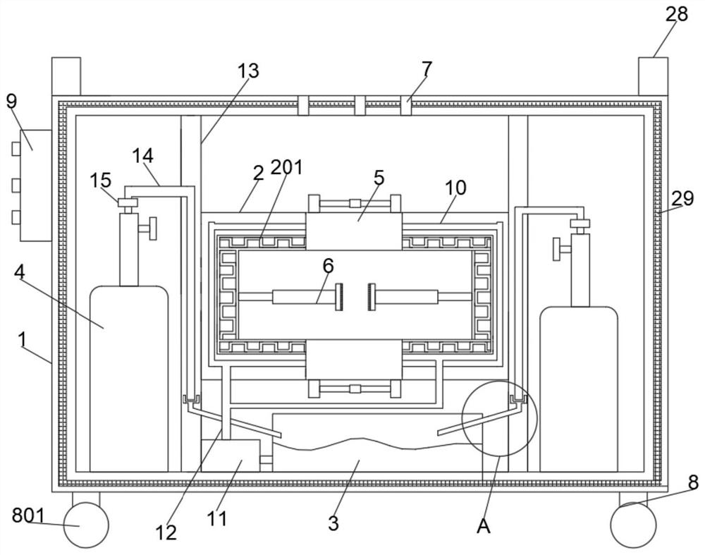 Cold and hot impact simulation test box and rapid cooling and heating method thereof