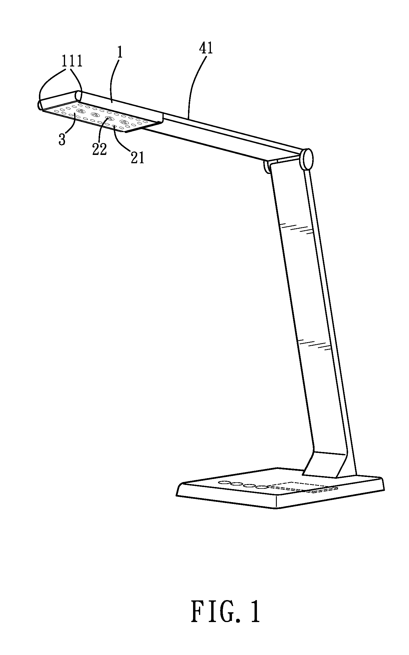 Table lamp with an adjustable projecting area