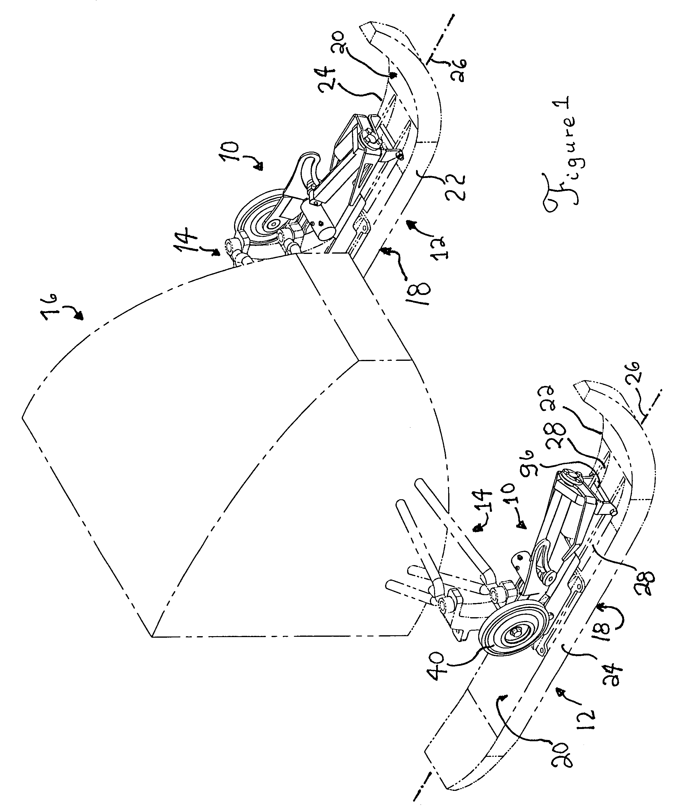 Wheel unit for ski-mounted vehicle