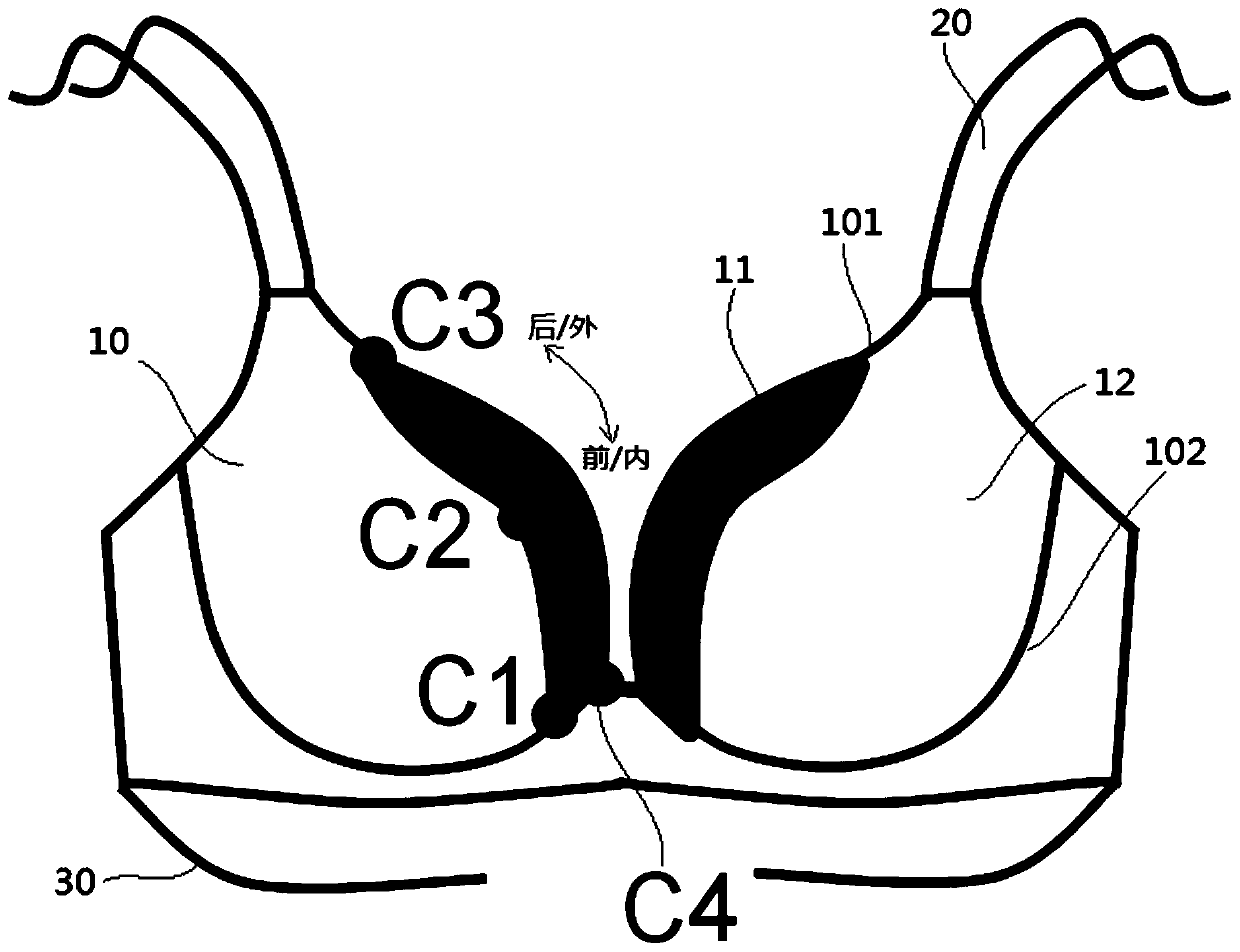 Garment with cups