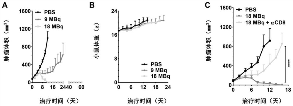 Pharmaceutical composition for targeted radiation and immune combined treatment of tumors