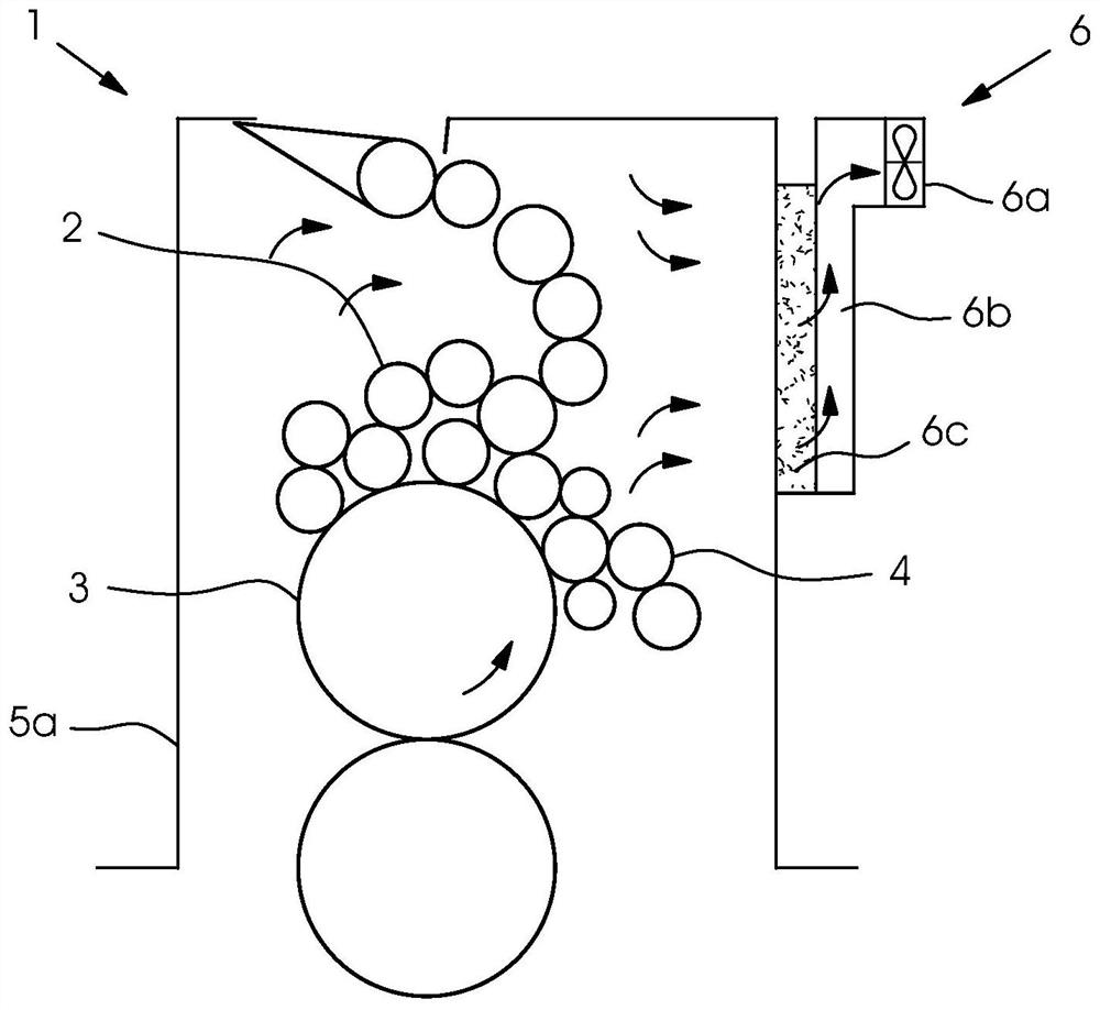 Ink mist suction carried out by means of air humidity sensor