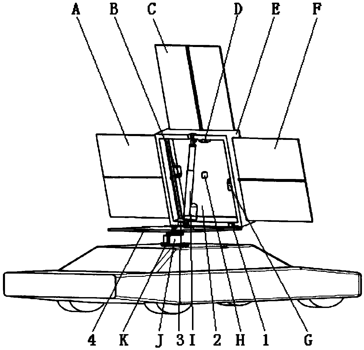 A vehicle-mounted solar panel folding light-following power generation device