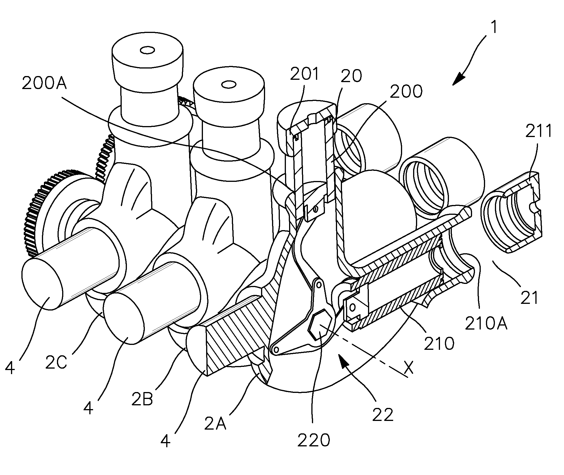 High and medium voltage switch apparatus with two interrupters, having common means for actuating the movable contacts of the interrupters