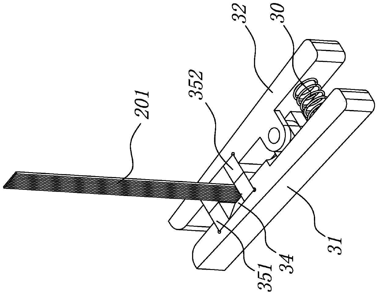 Semi-automatic device for combining bulk optical fibers at optical cable end socket into belt fiber and belt-combining method