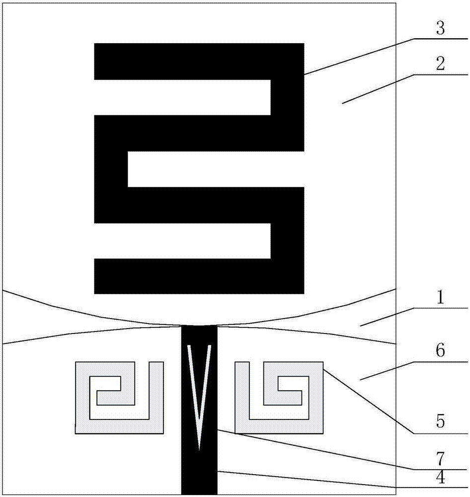 Novel defected ground structure antenna of V-shaped feeder line resonance