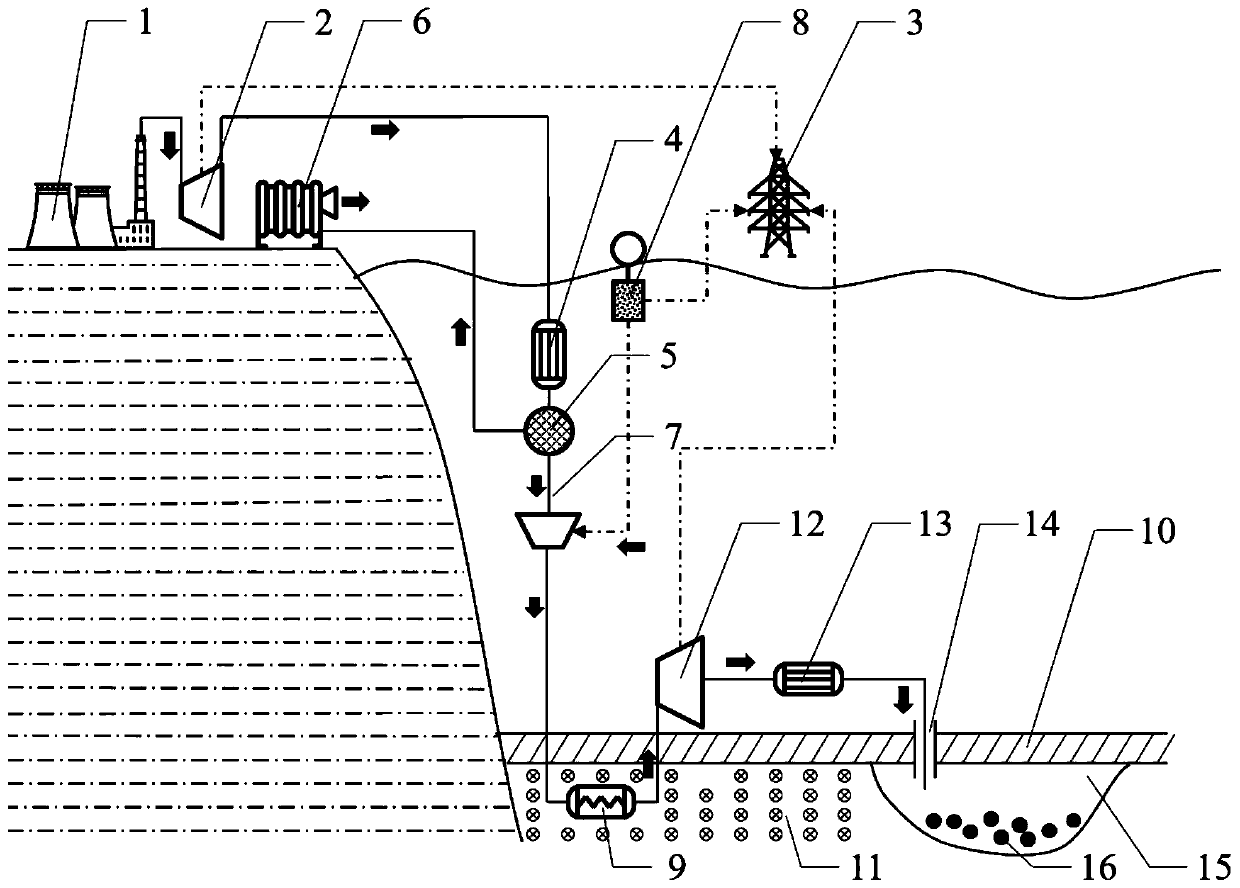 Deep-sea carbon storage and power generation system