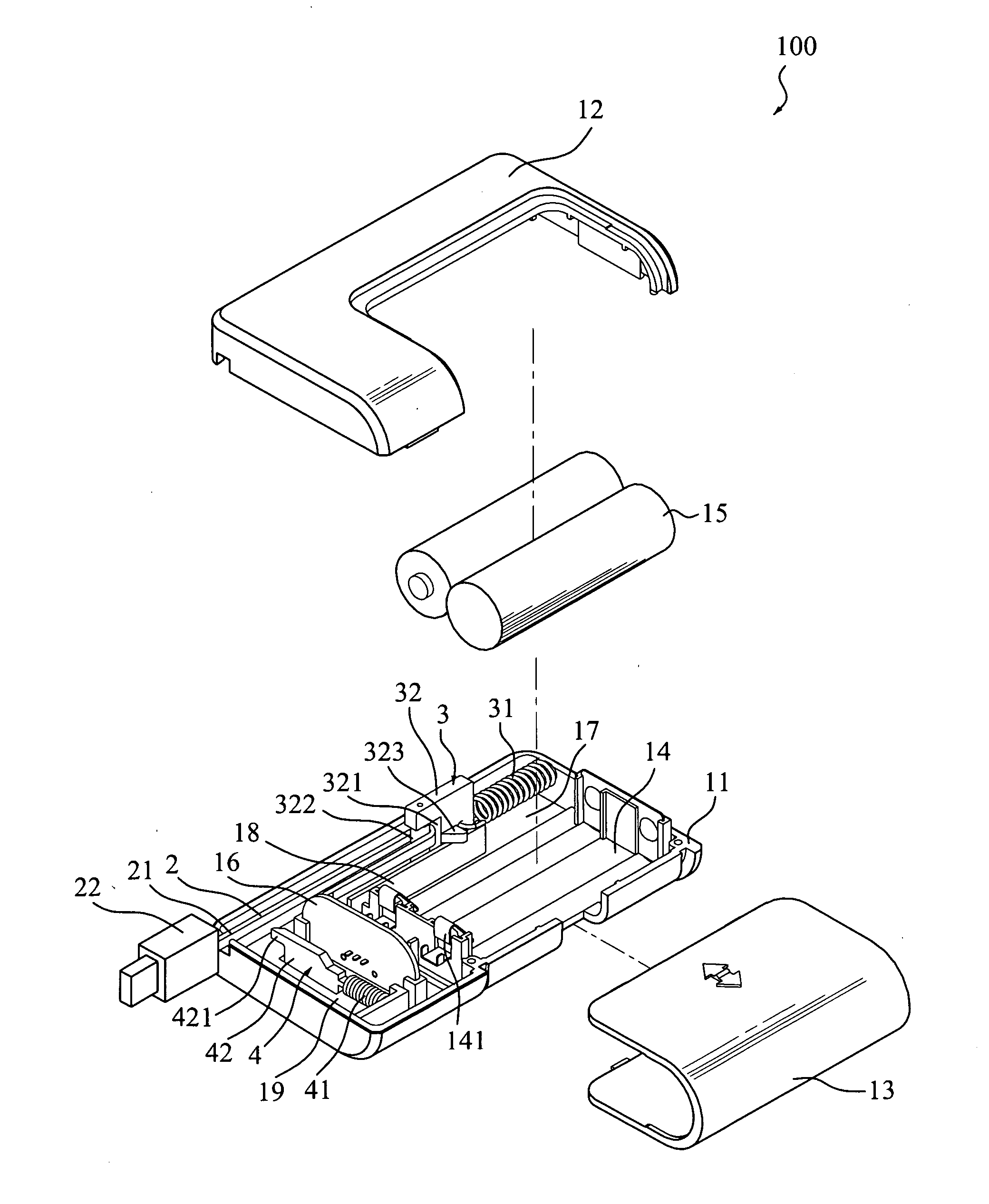 Portable power supply module with automatic winding mechanism