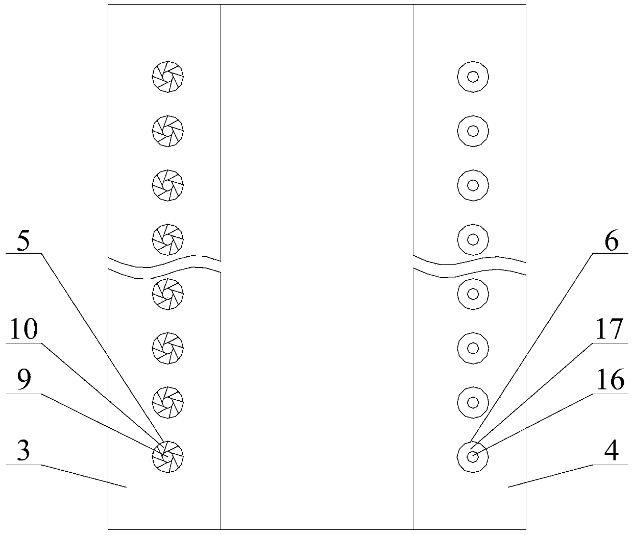 W flame boiler provided with turbulent burners and direct flow burners