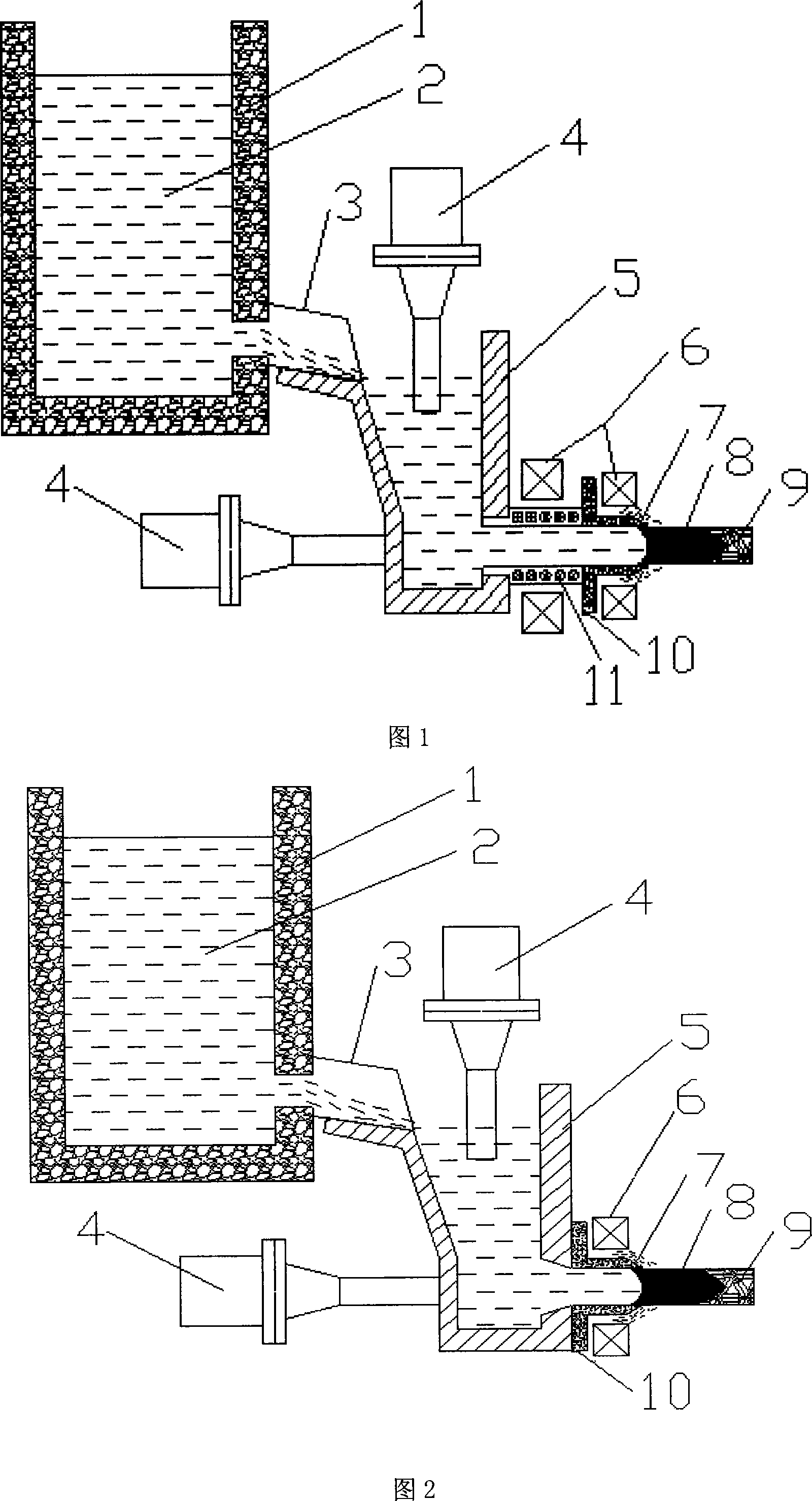 Horizontal continuous light alloy casting process and apparatus with cooperation of power ultrasound wave and low frequency electromagnetic wave