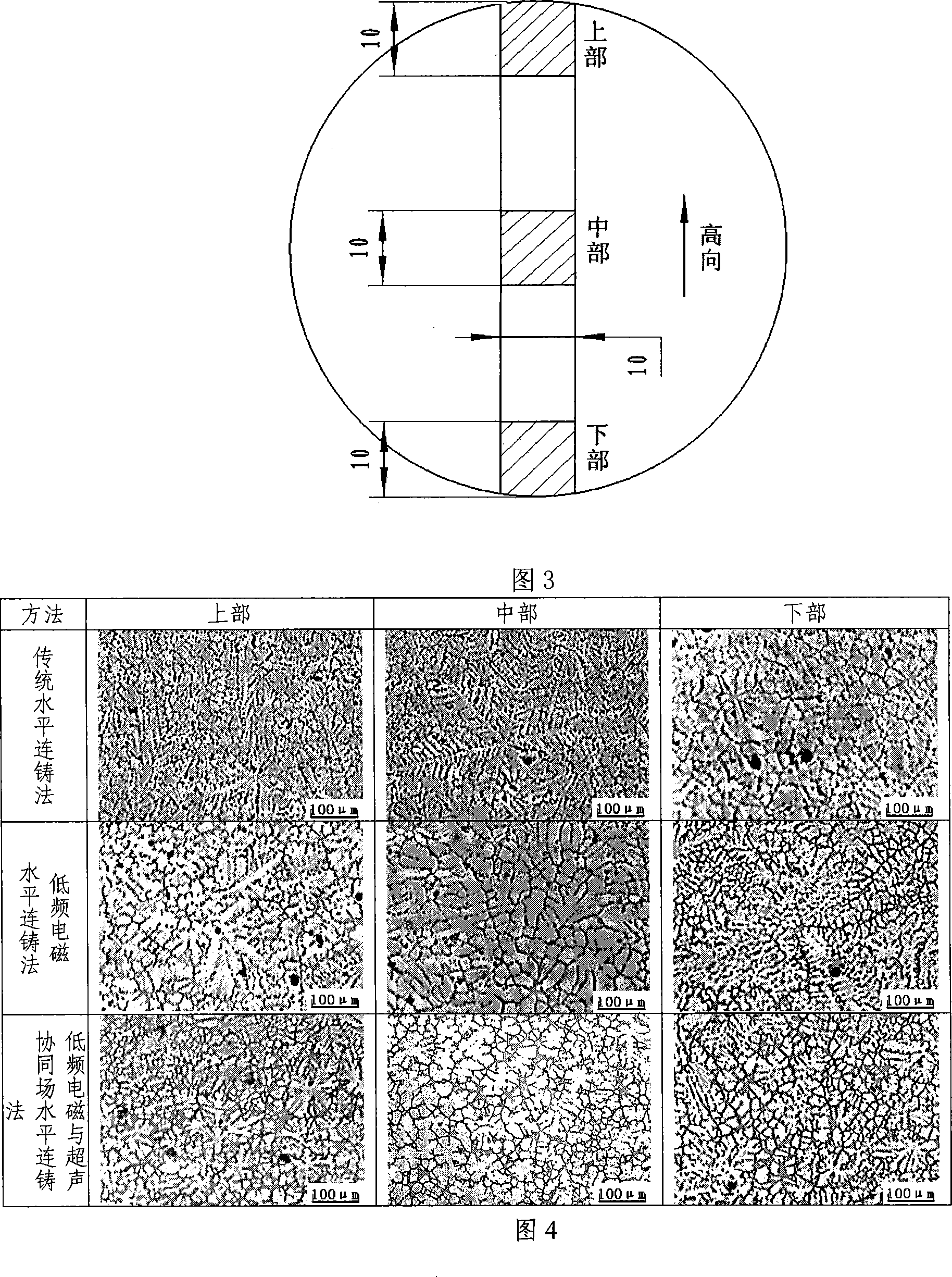 Horizontal continuous light alloy casting process and apparatus with cooperation of power ultrasound wave and low frequency electromagnetic wave