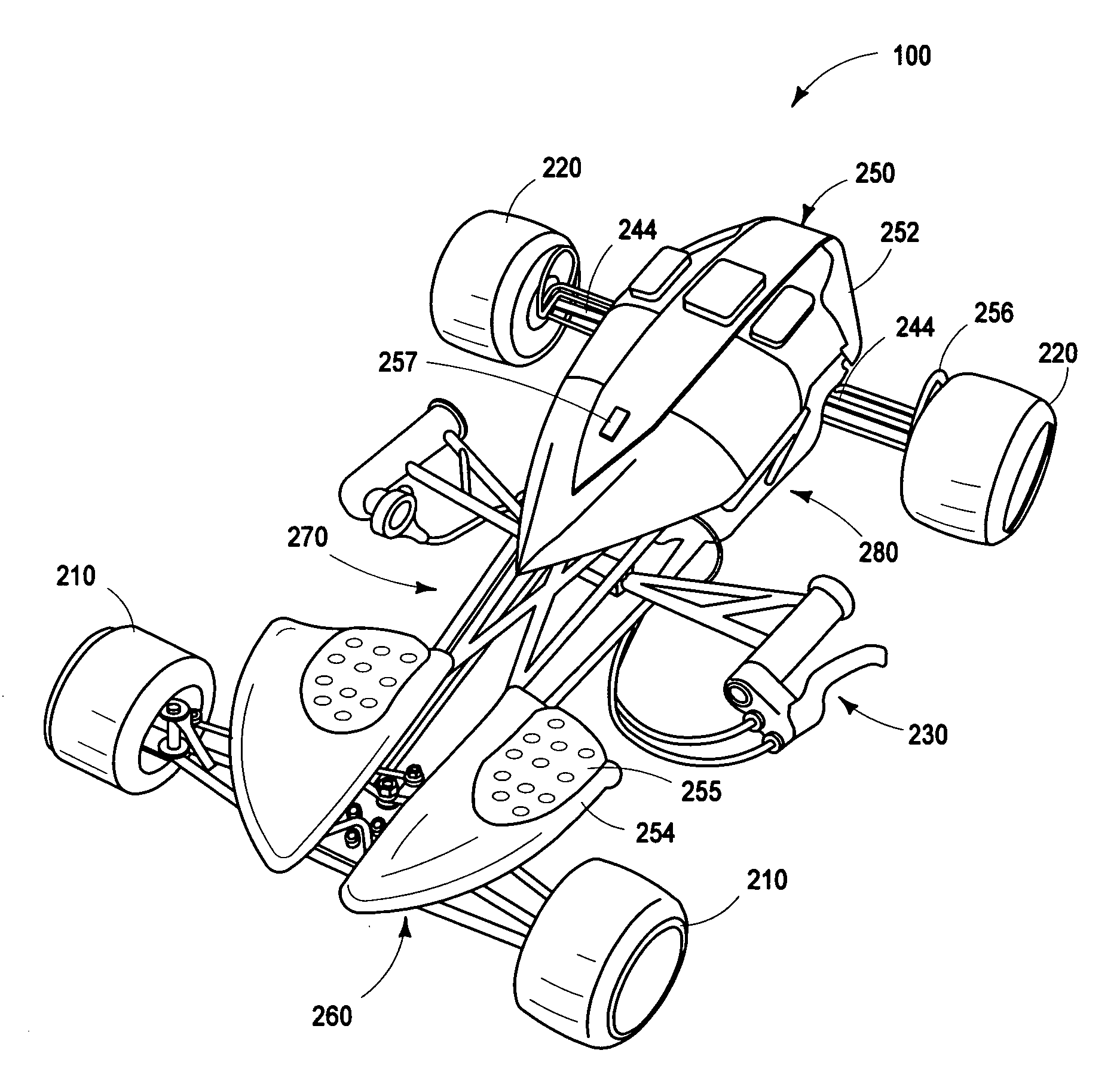 Knee-racer ride-on vehicle