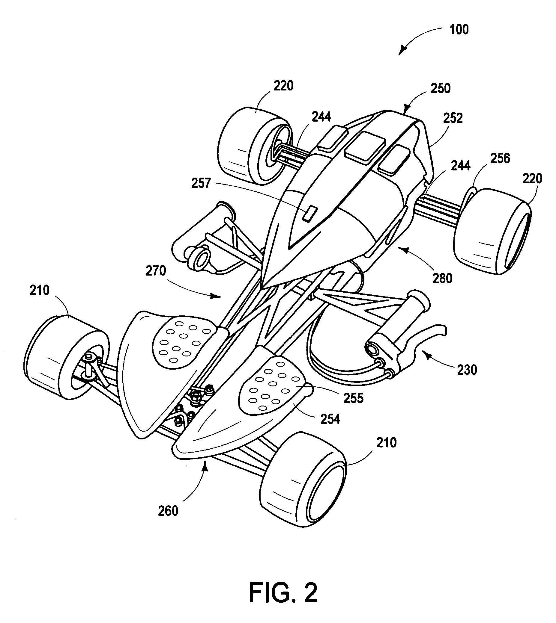 Knee-racer ride-on vehicle