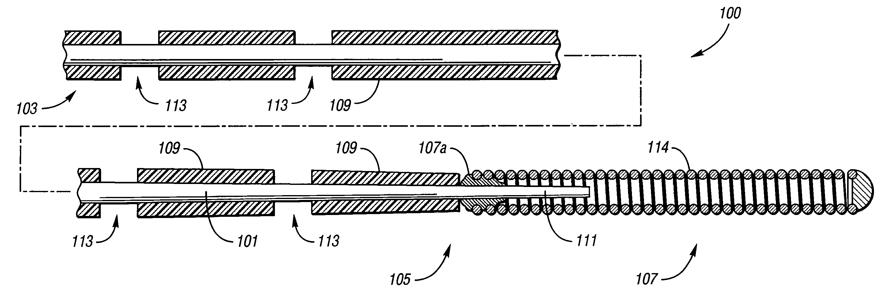 Low friction coated marked wire guide for over the wire insertion of a catheter