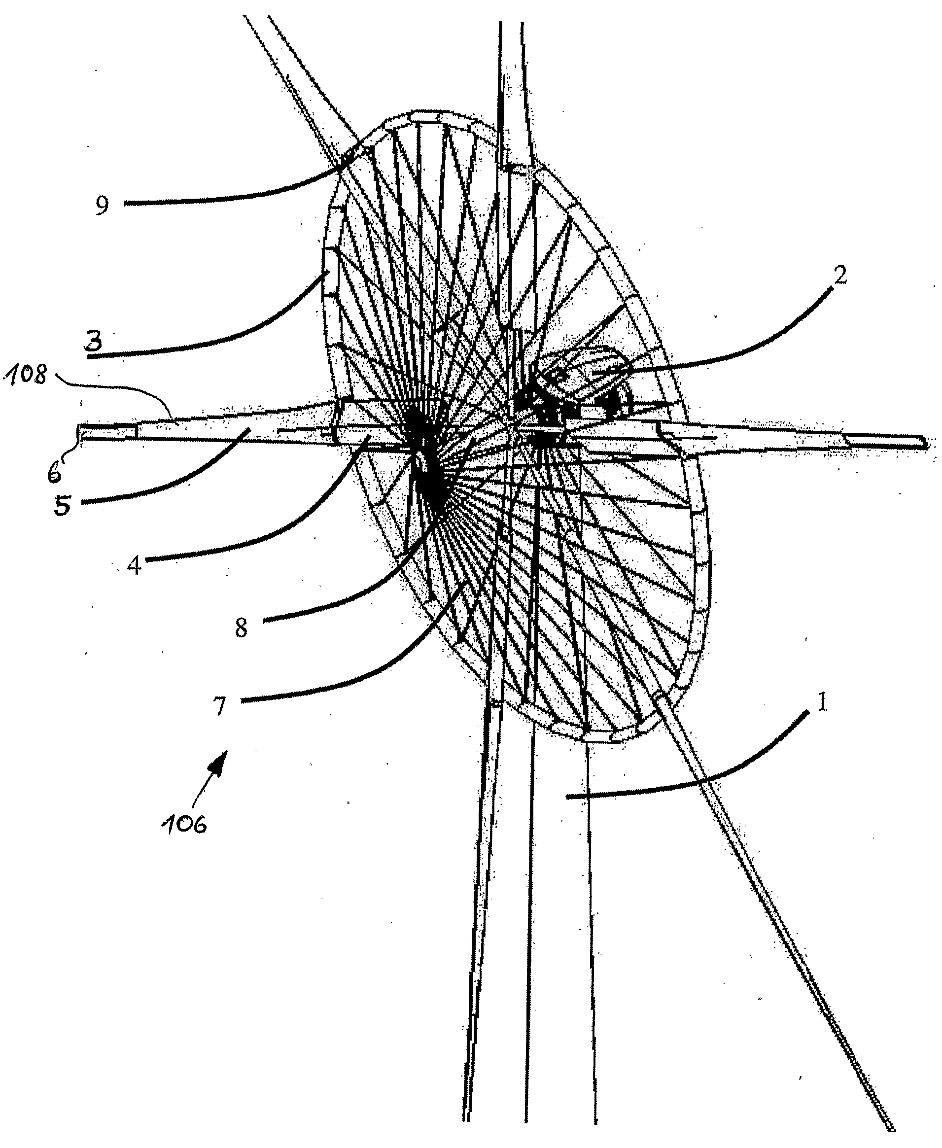 Tension Wheel Hub in a Rotor System for Wind and Water Turbines