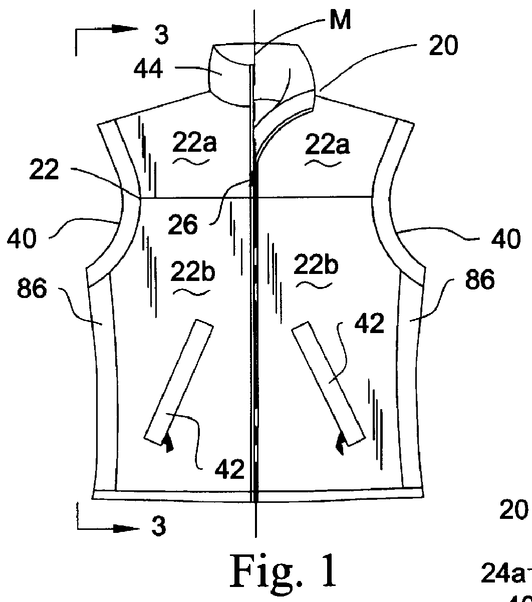 Garment with moisture vapor transmissive wind barrier panels