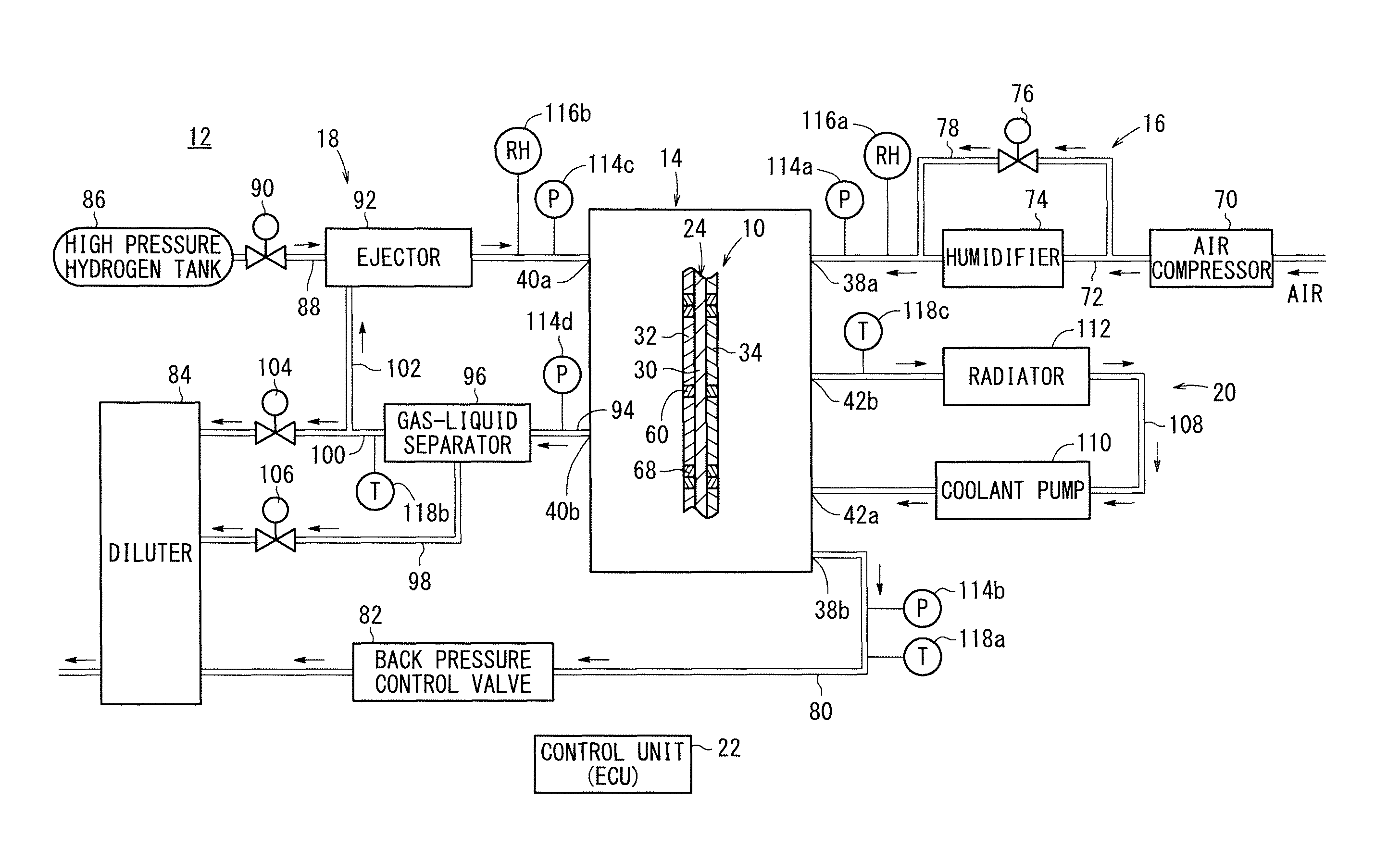 Fuel cell and method of operating the fuel cell