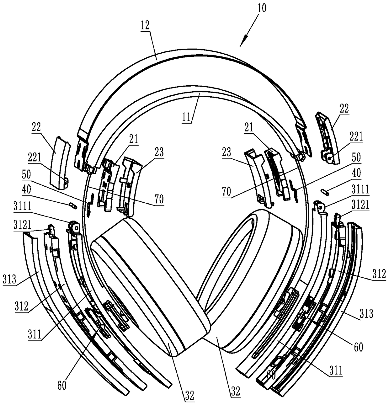 A foldable headset