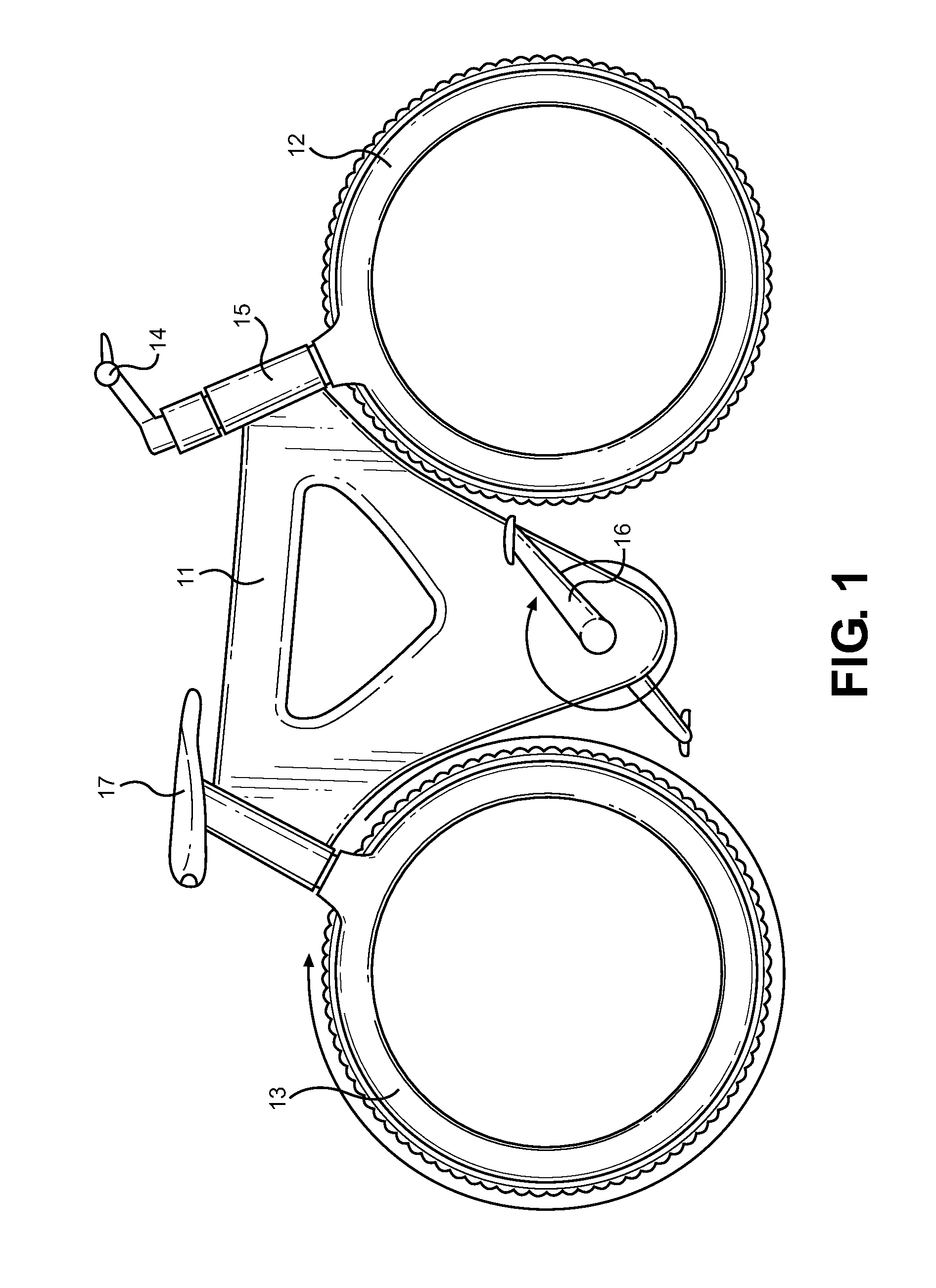 Bicycle device with direct drive transmission and hubless wheels