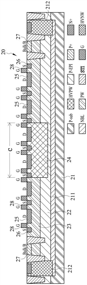 ESD protection component layout structure with high ESD tolerance