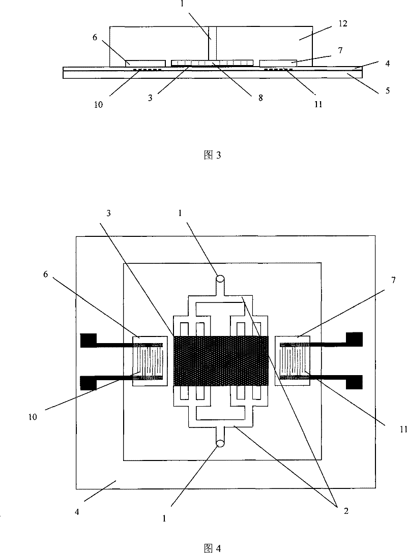 A device with a packaging structure of a Love wave sensor