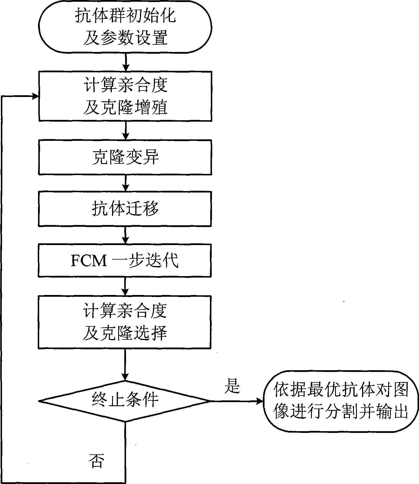 Nonsupervision image segmentation process based on clone selection