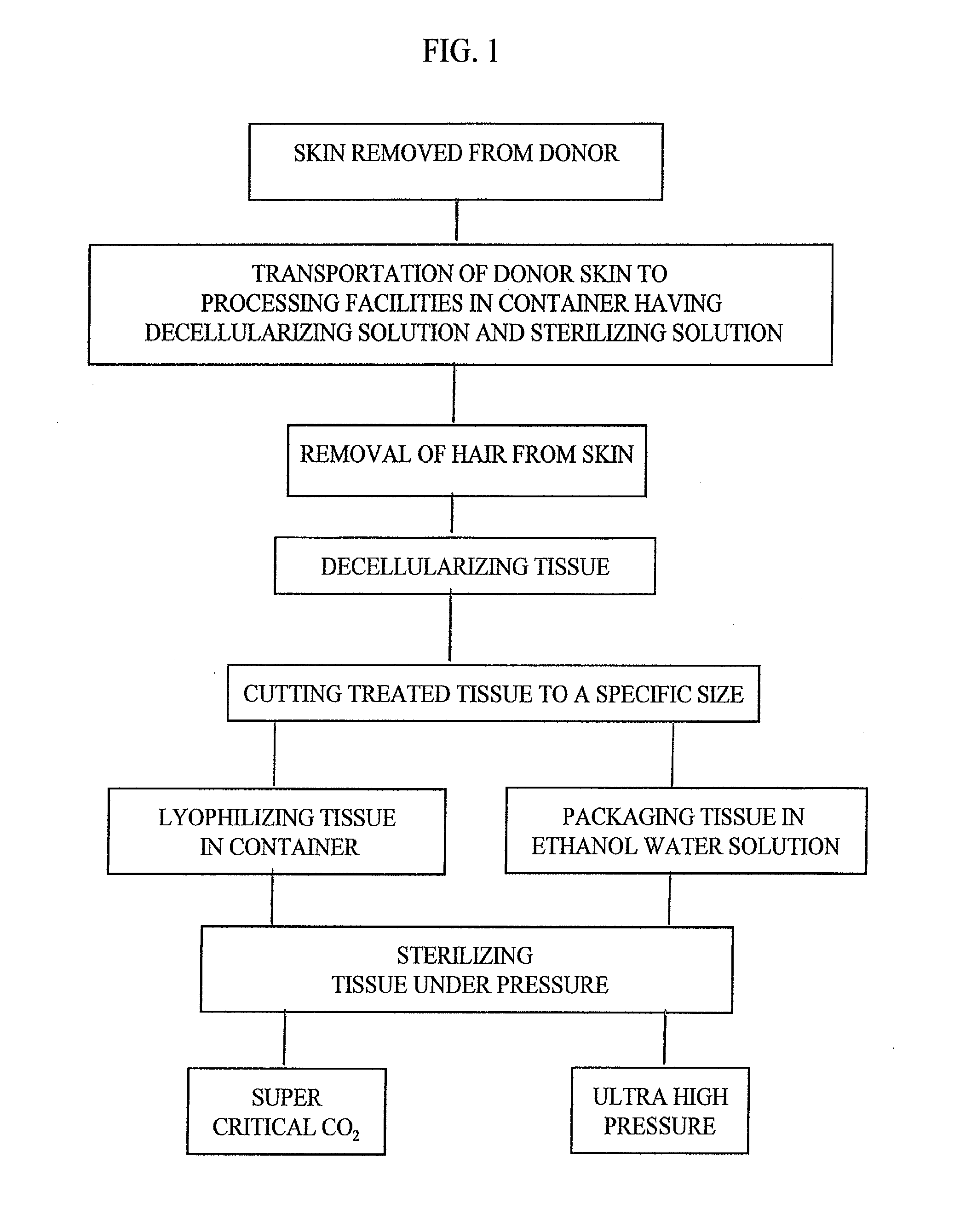 Process for sterilizing acellular soft tissue under pressure